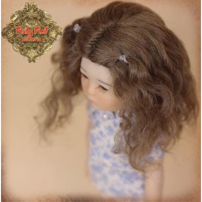 Perruque longue ondulée brune pour poupée Ten Ping 8 inch - Rubyred