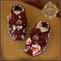 Chaussures bordeaux fleuries en toile pour InMotion Girl - Rubyred