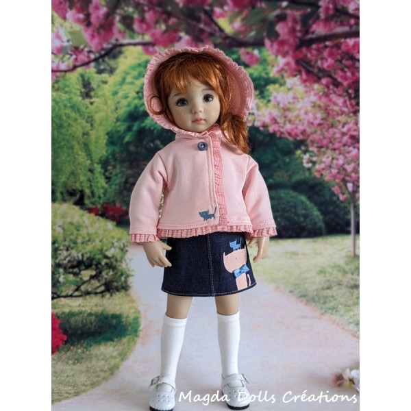 Tenue Bleu Marine glacée pour poupée Little Darling - Magda Dolls Creations