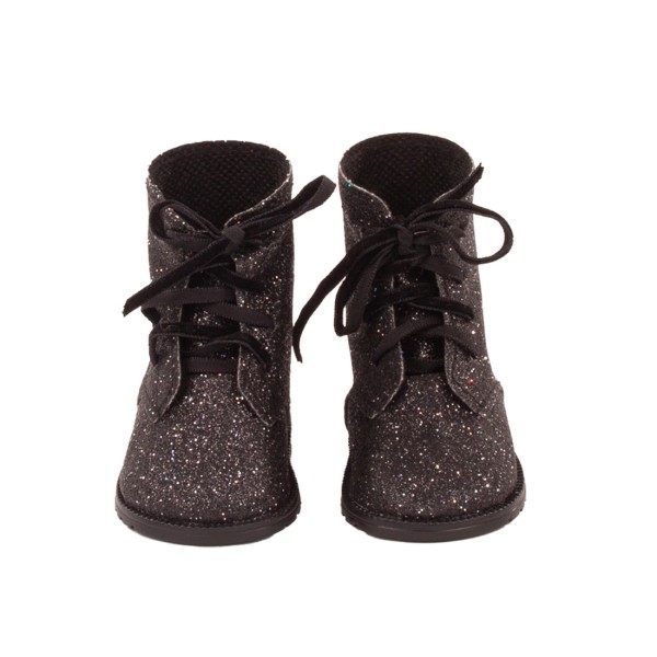 Black glitter boots for Götz doll 50 cm